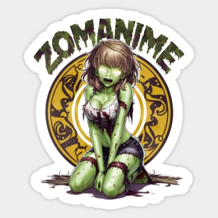 Zombie Anime girl, ZOMANIME cute monster kawaii anime tee Sticker